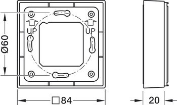 Rám pro povrchovou montáž, s těsněním, pro Häfele Dialock WT 300 a WRU 400
