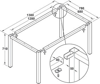 Rám stolu, Rozebrané, ocel