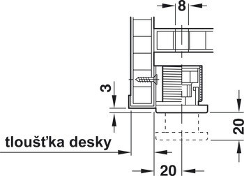 Rektifikační soklový šroub, s nosným úhelníkem, k přišroubování