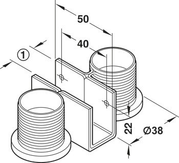Rektifikační soklový šroub, s nosným úhelníkem, k přišroubování