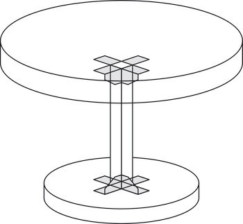 Rohová vzpěra, bez postranních montážních otvorů, stolové kování
