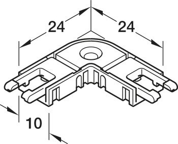 Rohový konektor, pro Häfele Loox5 osvětlovací LED pásky, 8 mm, 2pólový (jednobarevná nebo tunable white 2vodičová technologie)
