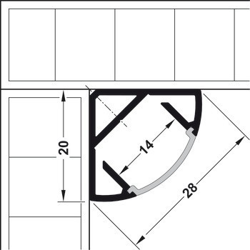Rohový profil, Häfele Loox profil 2195 pro osvětlovací LED pásky 10 mm