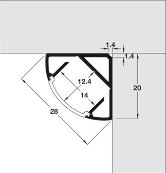 Rohový profil, Häfele Loox profil 2195 pro osvětlovací LED pásky 10 mm