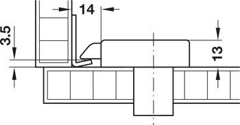 Rohový protiplech, Häfele Symo EC, pro zámek se střelkovou závorou k přišroubování Häfele Symo EC, k přišroubování