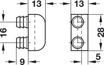 Rohový protiplech, Häfele Symo LA, k nalisování, 28 x 13 x 13 mm