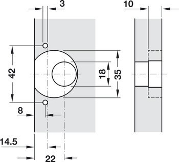 roletkový zadlabací zámek, Häfele Symo, backset 22 mm