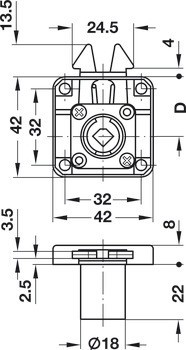 Roletkový zámek k přišroubování, Häfele Symo, backset 24,5 mm