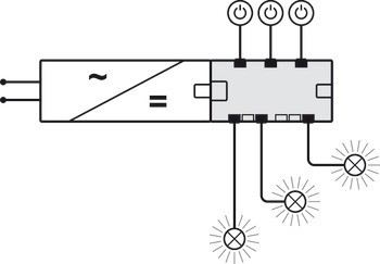 Rozbočovač, Häfele Loox5, 12 V, s funkcí spínače, 2pólové (jednobarevné)