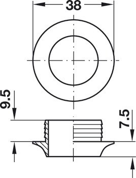 Rozeta, pro Push-Lock, pro tloušťku desky 13 mm