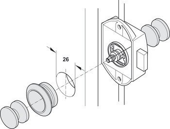 Rozeta, pro Push-Lock, pro tloušťku desky 13 mm