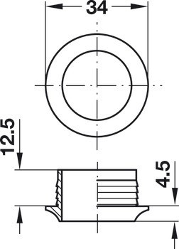 Rozeta, pro Push-Lock, pro tloušťku desky 16 mm