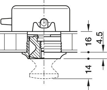Rozeta, pro Push-Lock, pro tloušťku desky 16 mm