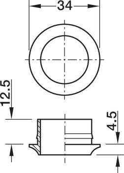 Rozeta, pro Push-Lock, pro tloušťku desky 16 mm