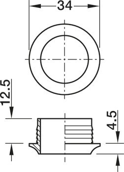 Rozeta, pro Push-Lock, pro tloušťku desky 16 mm
