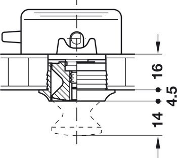 Rozeta, pro Push-Lock, pro tloušťku desky 16 mm