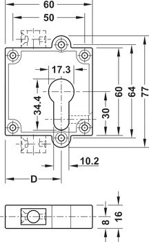 Rozvorový zámek, PZ 60, backset 38,5 nebo 40 mm