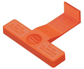 Šablona pro nastavení čelní mezery, Blum Tandembox a Merivobox, pro Tip-On Blumotion