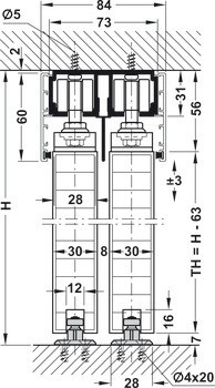 Kování pro posuvné dveře, Hawa Porta 60/100 H/HC, sada