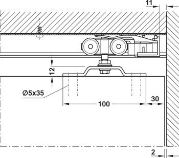 Kování pro posuvné dveře, Hawa Porta 60/100 H/HC, sada