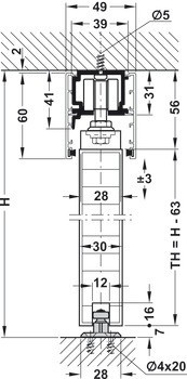 Kování pro posuvné dveře, Hawa Porta 60/100 H/HC, sada