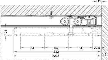 Kování pro posuvné dveře, Hawa Porta 60/100 HM/HMD, sada bez pojezdové kolejnice