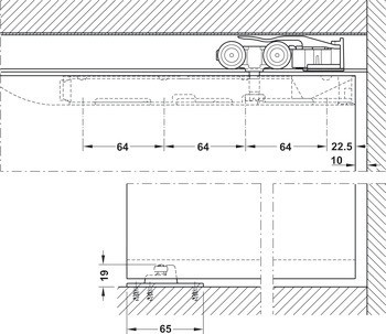 Kování pro posuvné dveře, Hawa Porta 60/100 HM/HMD, sada bez pojezdové kolejnice