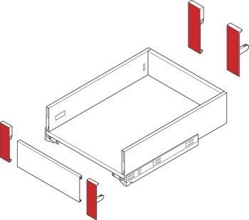 Sada čelního kování, pro vnitřní zásuvku, Häfele Matrix Box Slim A