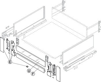Sada čelního kování, pro výsuv, výška bočnice 177 /189 mm
