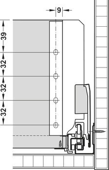 Sada čelního výsuvu, Blum Tandembox antaro, reling C, systémová výška M, výška bočnice 83 mm