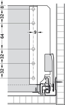 Sada čelního výsuvu, Blum Tandembox antaro, reling D, systémová výška M, výška bočnice 83 mm