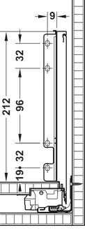 Sada čelního výsuvu, Legrabox pure, výška bočnice 240 mm, pro systémovou výšku F, s korpusovou lištou Tip-On