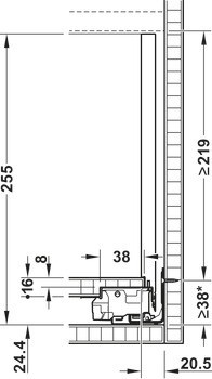 Sada čelního výsuvu, Legrabox pure, výška bočnice 240 mm, pro systémovou výšku F, s korpusovou lištou Tip-On