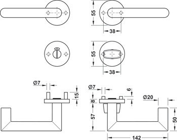 Sada dveřních klik, Häfele Startec, model PDH 4106, nerez