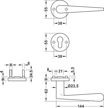 Sada dveřních klik, Hliník, Startec, PDH5233, rozeta
