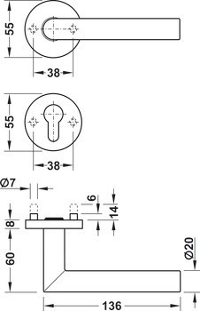 Sada dveřních klik, Nerez, Startec, PDH4103, černá, podobná RAL 9004, PVD povrch