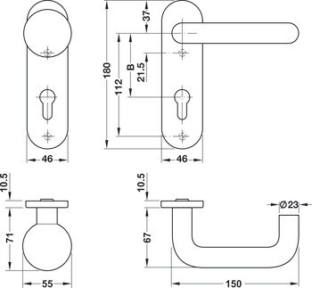 Sada dveřních klik, Hewi 111.R02.130 polyamid