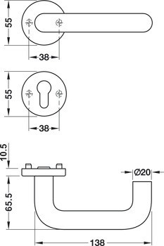 Sada dveřních klik, Hewi 111.R02.130 polyamid
