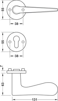 Sada dveřních klik, Hliník, FSB, ASL® model 12 1144