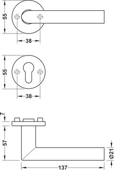 Sada dveřních klik, Hliník, FSB, model 72 1076