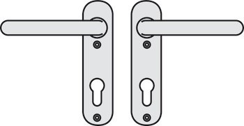 Sada dveřních klik, hliník, Hoppe, Paris 138L/300K
