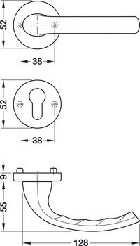 Sada dveřních klik, Hliník, Hoppe, Tokyo 1710/42KV/42KVS