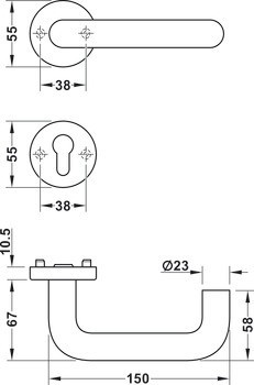 Sada dveřních klik, Matný polyamid, Hewi, model 111PBR01.230