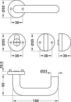 Sada dveřních klik, Matný polyamid, Hewi, model 111PBR01.230