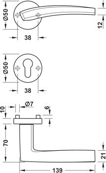 Sada dveřních klik, Mosaz, třída 3, Startec LDH 3310