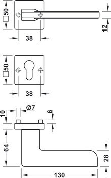 Sada dveřních klik, Mosaz, třída 3, Startec LDH 3350