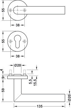 Sada dveřních klik, nerez, Dorma, Premium 8906/6501/6612