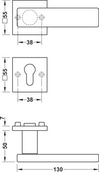 Sada dveřních klik, FSB ASL® model 11 1003/12 1003, nerez