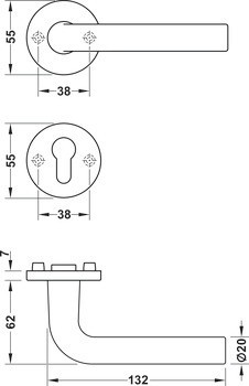 Sada dveřních klik, Nerez, FSB, ASL® model 12 1075