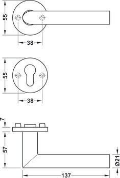 Sada dveřních klik, Nerez, FSB, ASL® model 12 1076